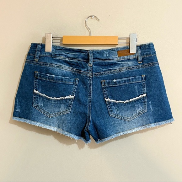 Vintage Y2K Low Rise Denim Skort Button Up Front Frayed - Picture 10 of 15